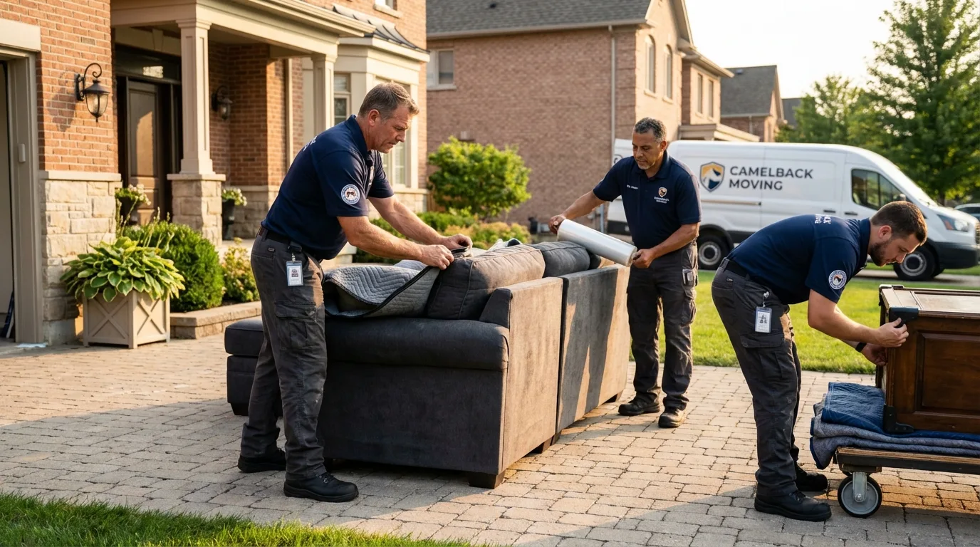 Large estate moving crew wrapping furniture in Little River, SC