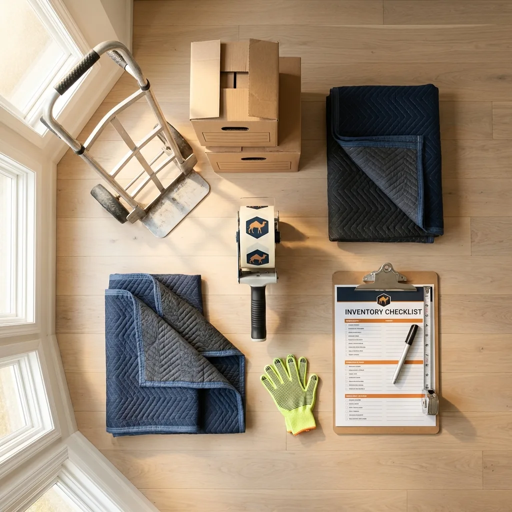 Professional moving supplies and packing materials layout for Little River residential relocations